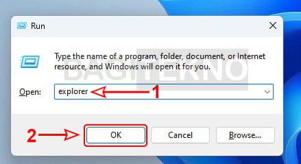 cara membuka File Explorer di Windows 11 melalui Windows Run