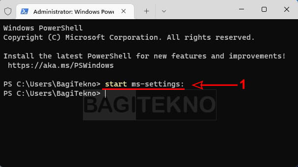 cara membuka settings Windows 11 melalui terminal