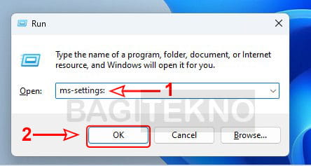 cara menjalankan aplikasi settings Windows 11 melalui program Run