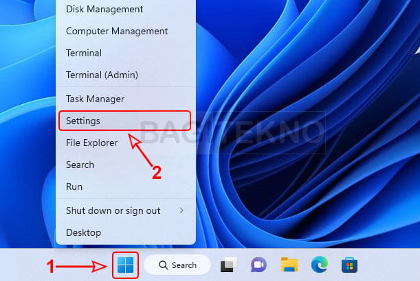 cara membuka settings Windows 11 melalui WinX