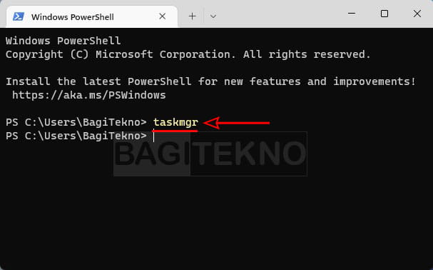 cara membuka Task Manager di Laptop Windows 11 melalui program Terminal
