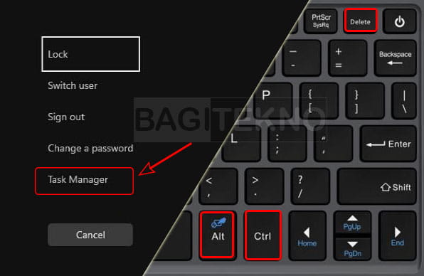 cara membuka Task Manager pada Laptop Windows 11 melalui Windows Security Screen