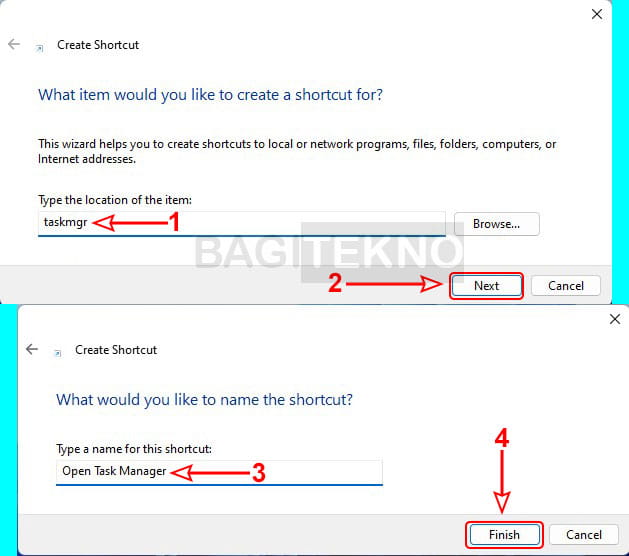 cara membuat shortcut untuk membuka Task Manager di Windows 11