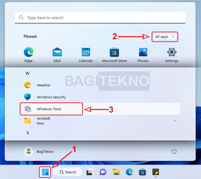 cara membuka Task Manager di Windows 11 melalui Windows Tools