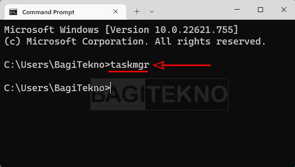 cara membuka Task Manager di Laptop Windows 11 melalui CMD