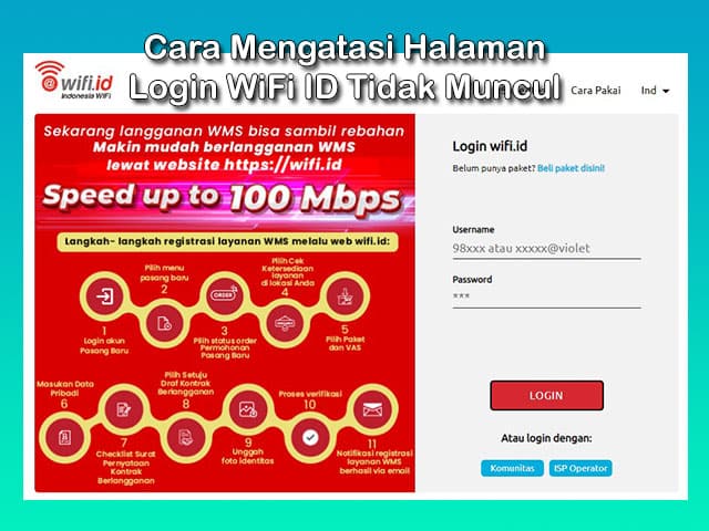 cara mengatasi halaman login WiFi ID tidak muncul