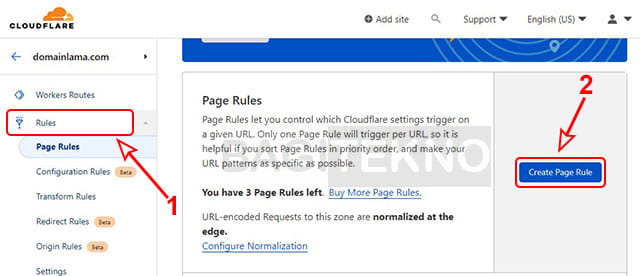 membuat page rules di cloudflare