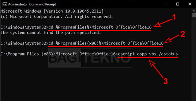 cara mengecek status aktivasi Microsoft Office lewat CMD