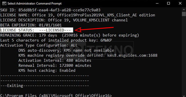 cara melihat Office sudah aktif atau belum lewat CMD