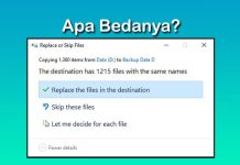 Perbedaan Replace the files in the destination, Skip these files, dan Let me decide for each file