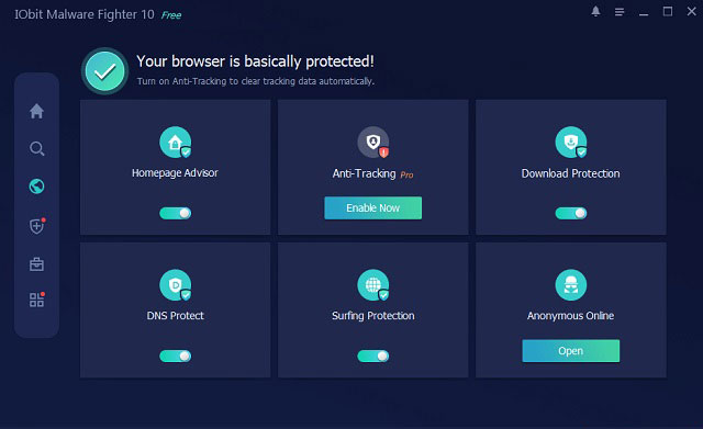 Fitur perlindungan browser IObit Malware Fighter