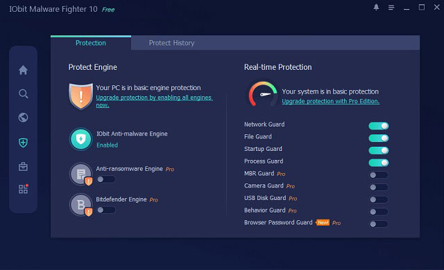 Fitur perlindungan data IObit Malware Fighter