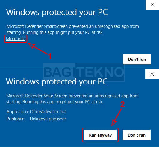 melewati Windows protected saat mengaktifkan Microsoft Excel