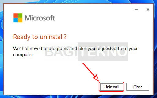 konfirmasi Uninstall Office 365