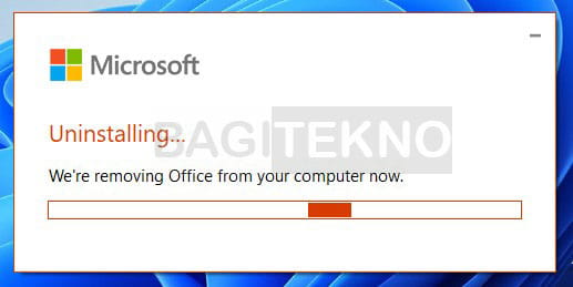 proses penghapusan Microsoft Office