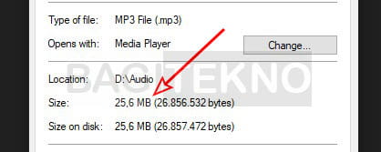 Penggunaan MB (Megabyte) untuk menuliskan ukuran file atau kapasitas media penyimpanan