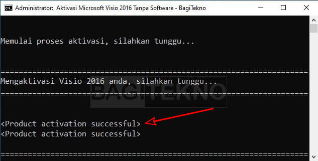 Aktivasi Visio 2016 menggunakan CMD berhasil
