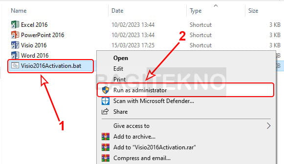 cara mengaktifkan Visio 2016 pakai file batch