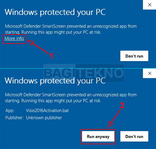 melewati Windows Protected your PC saat aktivasi Visio 2016