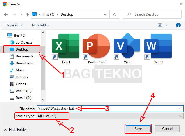 Membuat file batch aktivator Visio 2019