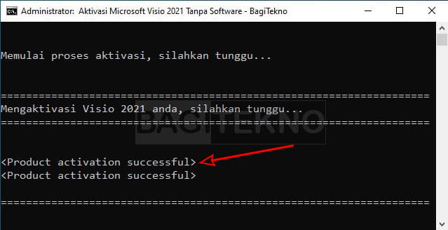 aktivasi Visio 2021 Standard dan Professional berhasil