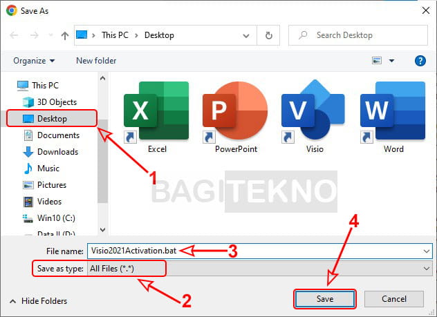 menyimpan file batch activator Visio 2021