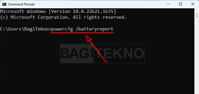 mengecek kondisi baterai Laptop pakai CMD