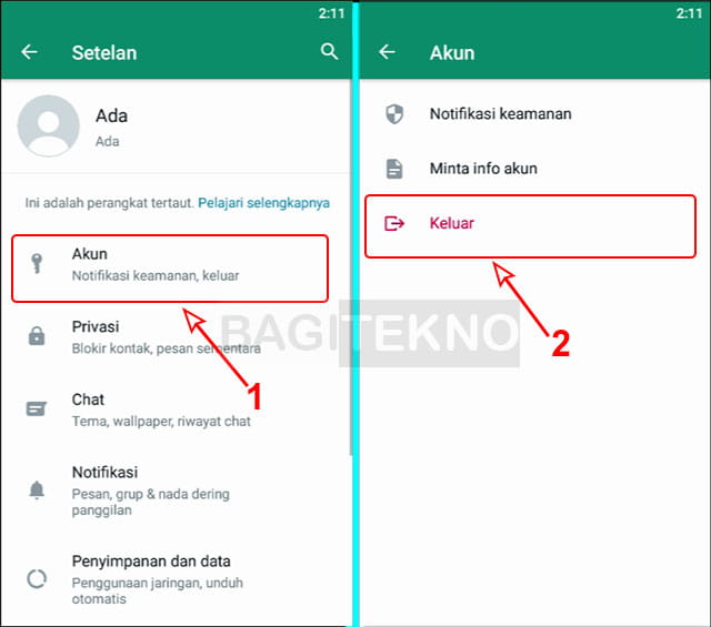 cara logout akun WA dari HP kedua