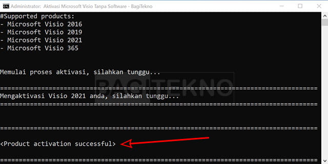 Aplikasi Visio sudah berhasil teraktivasi