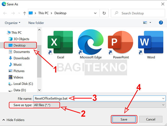 menyimpan file batch resetter Office