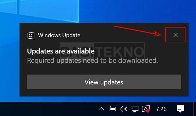 Mengabaikan jika ada notifikasi untuk Update