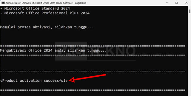 aktivasi Office 2024 sukses